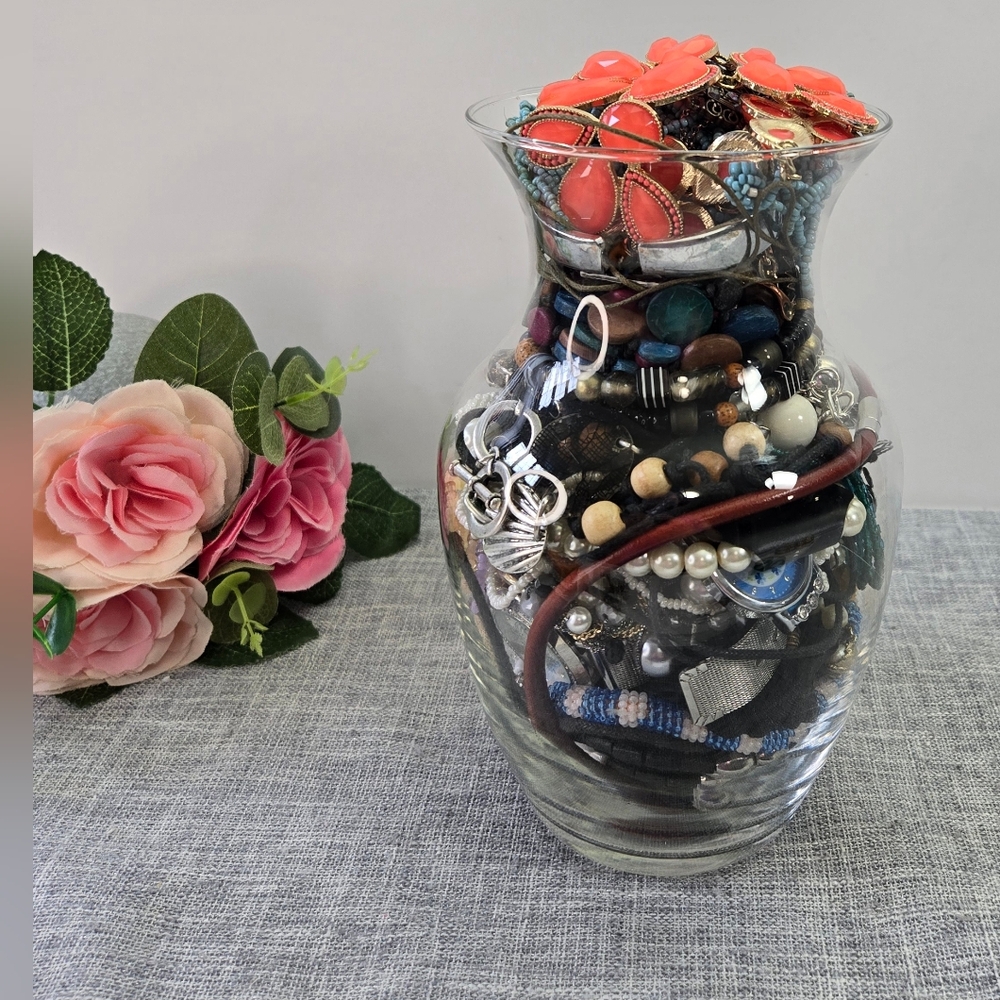 Mistery Costume Jewelry Jar Vintage To Now To Wear Or For Parts